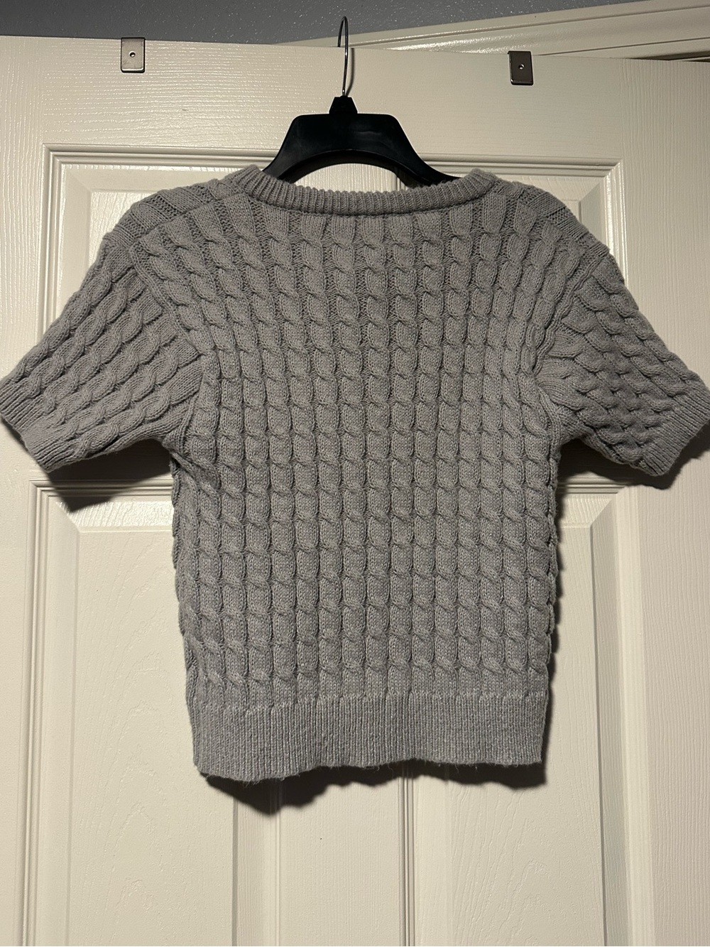Short Cable-Knit Button-Front Sweater - Light Gray - Picture 2 of 2